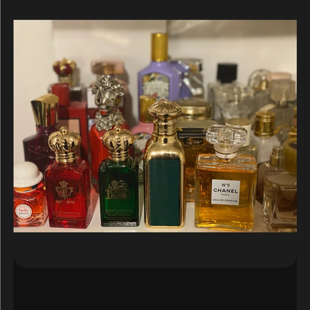 Creed 
Clive Christian 
Hermes 
Chanel
Byredo
